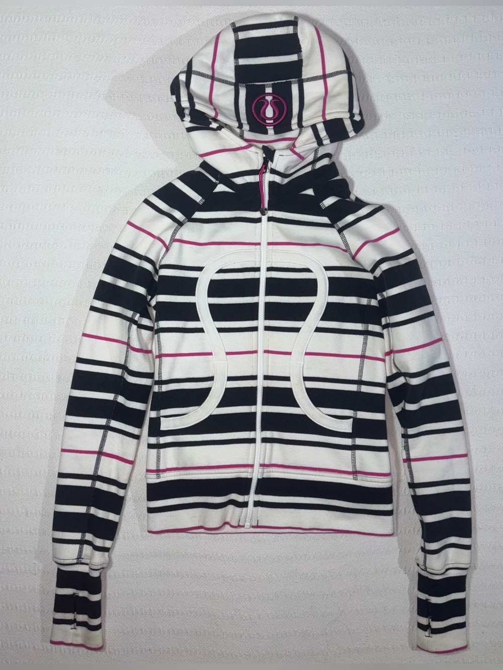 Lululemon Womens Scuba Hoodie Full Zip Striped Jacket Size 2 Y2K Vintage Rare